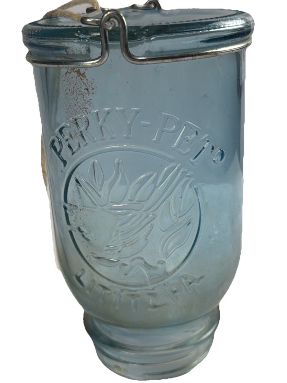 Perky Pet Antique Glass Seed Bird Feeder Blue Glass Bird Feeder